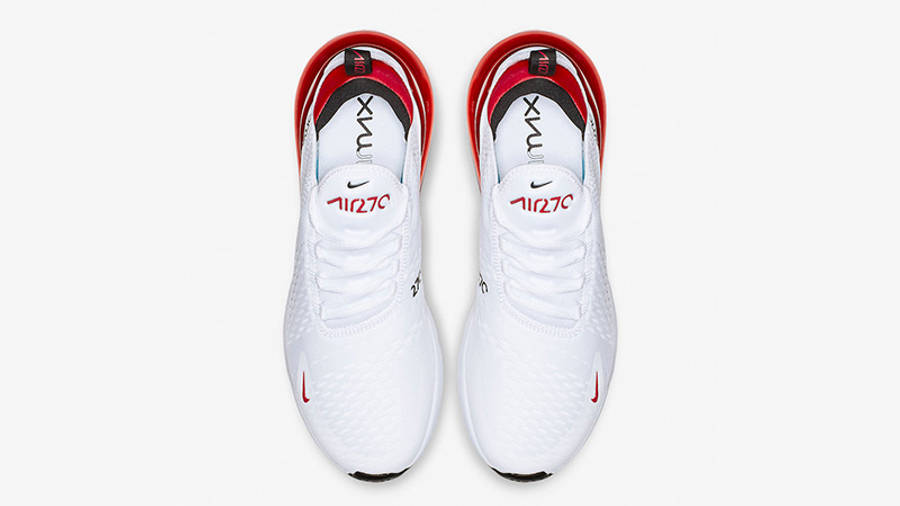 white and red nike 270