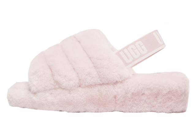 UGG Fluff Yeah Logo Slides Pink Womens | Where To Buy | TBC