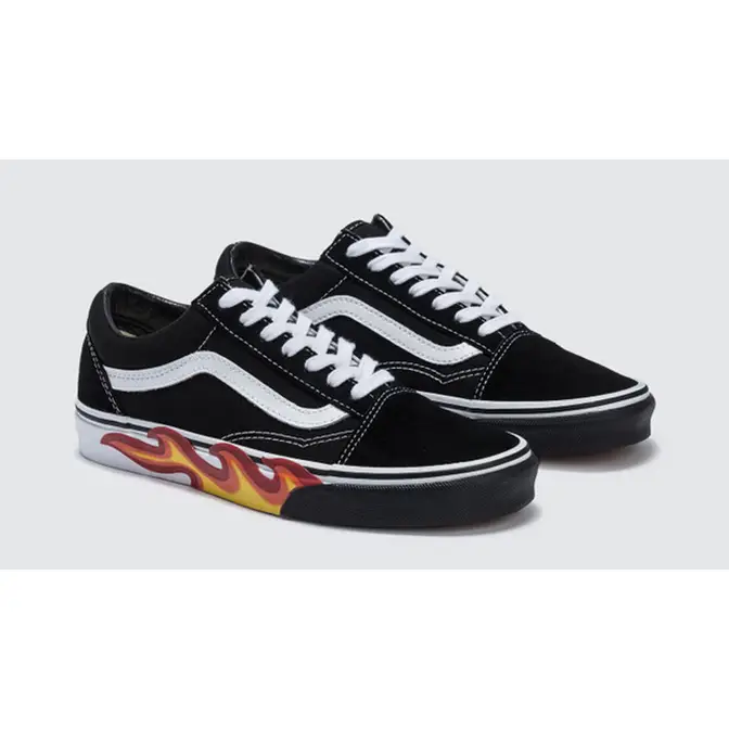 Vans old skool black on sale flames