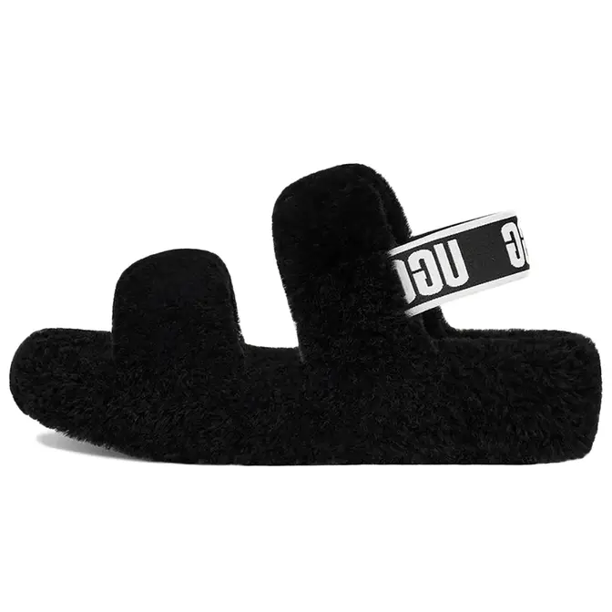 UGG Fluff Yeah Logo Slides Black Womens | Where To Buy | 1107953 | The ...