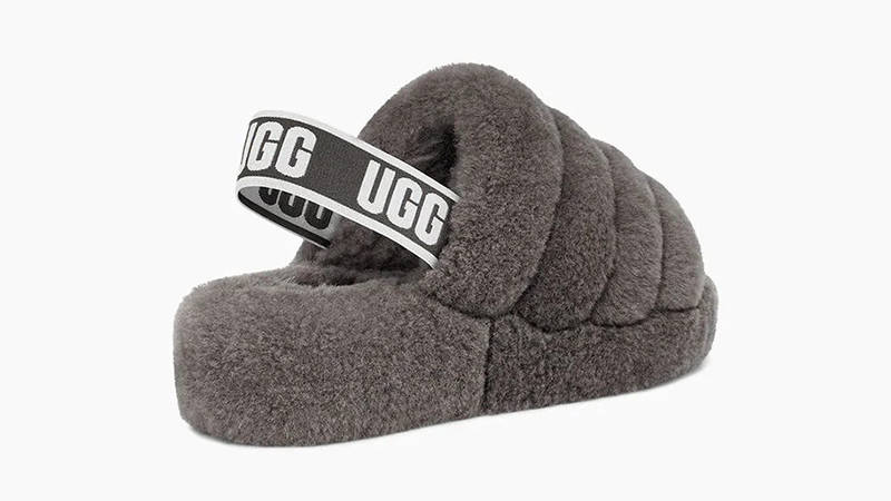 UGG Fluff Yeah Logo Slides Grey Womens | Where To Buy | 1095119
