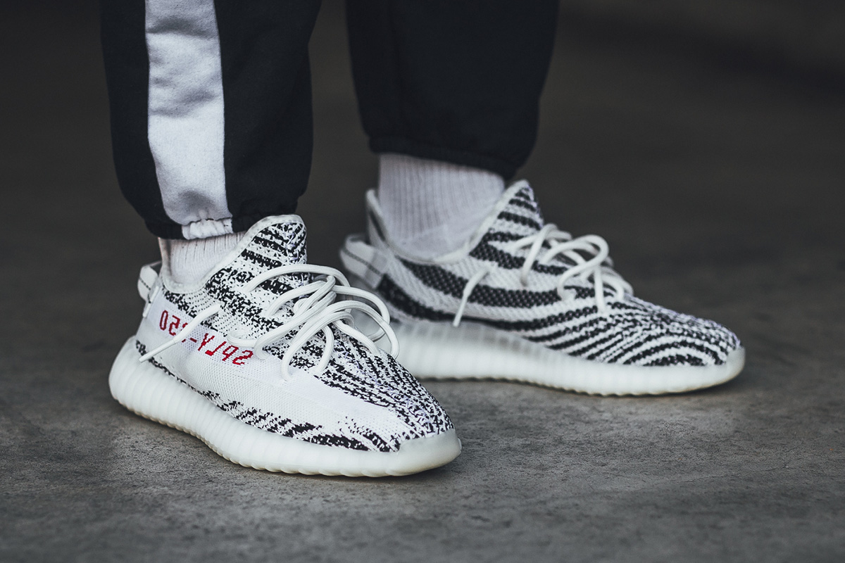 yeezy boost zebra on feet