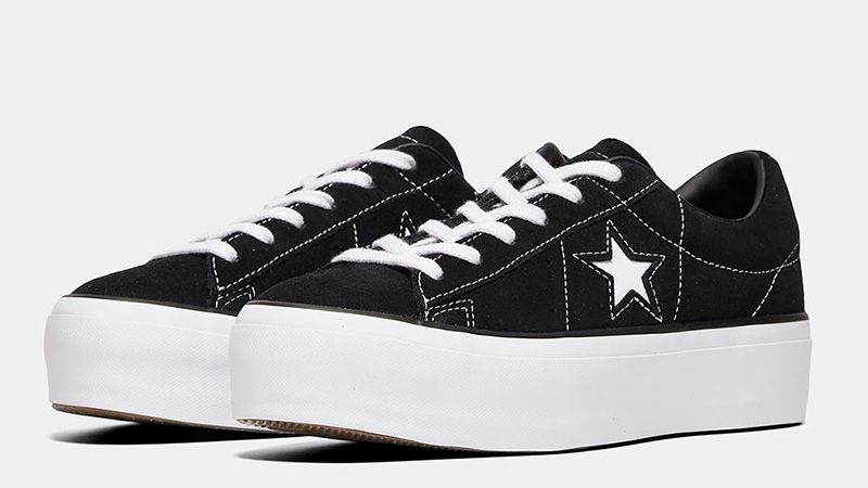 Converse one star hot sale platform ox black trainers