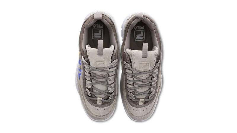 Fila Disruptor Ii Script Distressed Grey White Womens