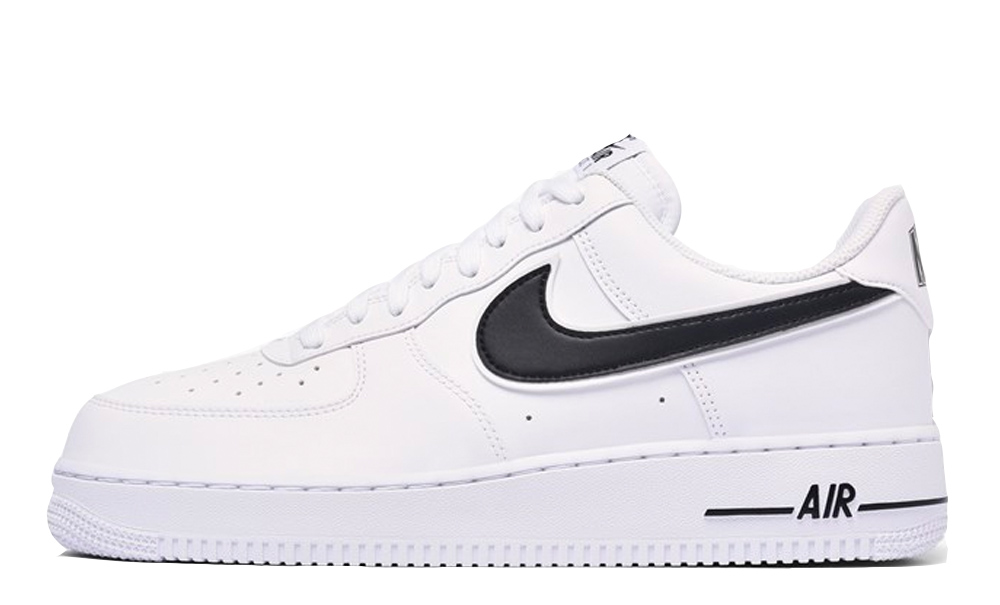 black air forces with white nike sign