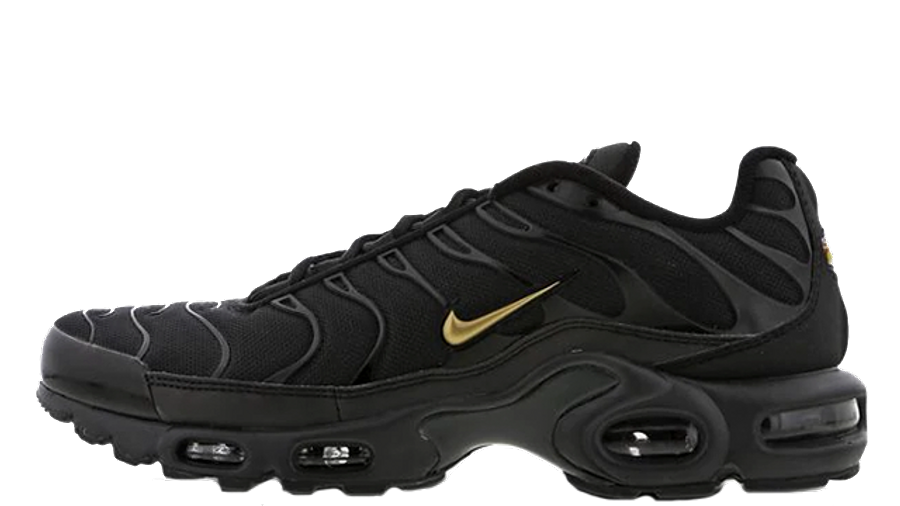 nike tn gold and black