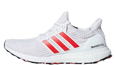 ultra boost white and red