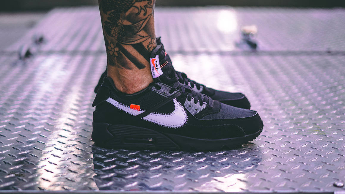 An On Foot Look At The Off-White x Nike Air Max 90 'Black' The Sole Supplier