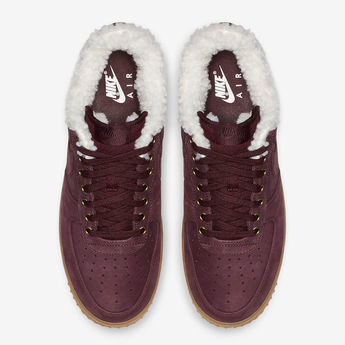 Sherpa Lined Nike Air Force 1's Arrive In Burgundy Crush