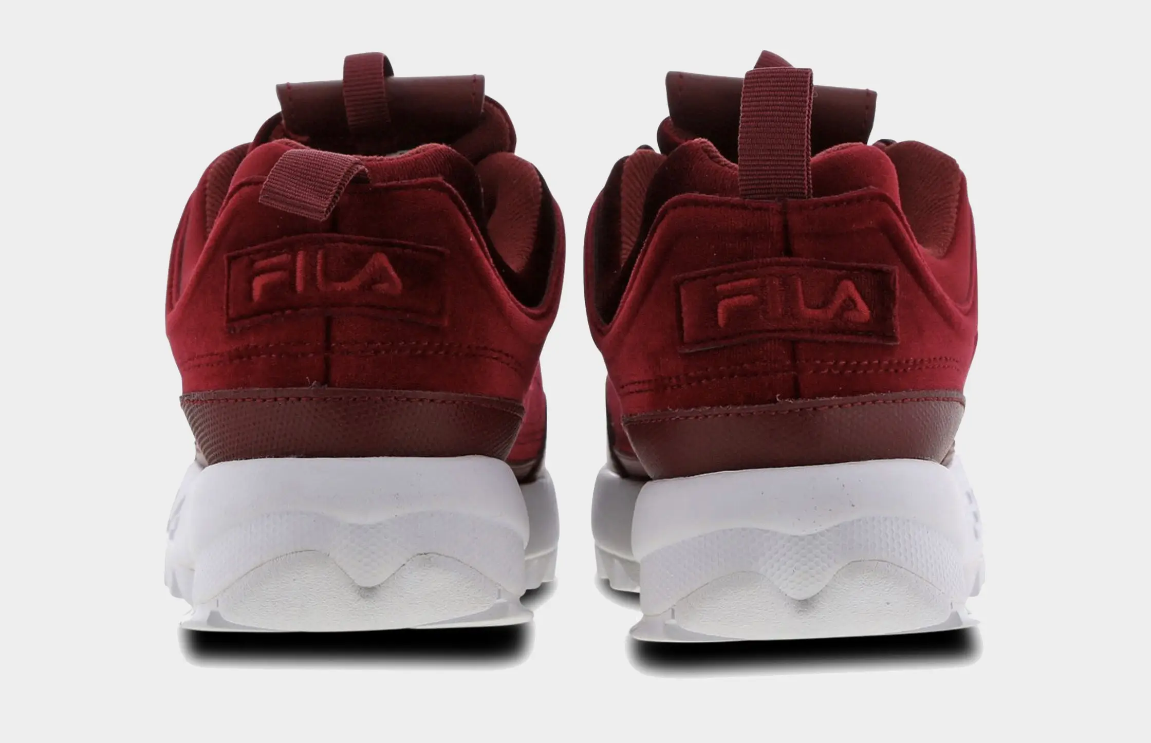 Burgundy velvet fila fashion disruptor