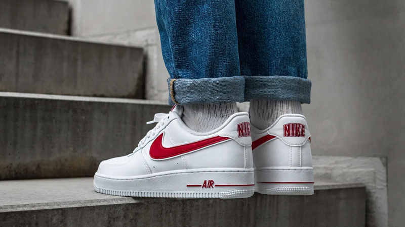 nike air force white with red swoosh