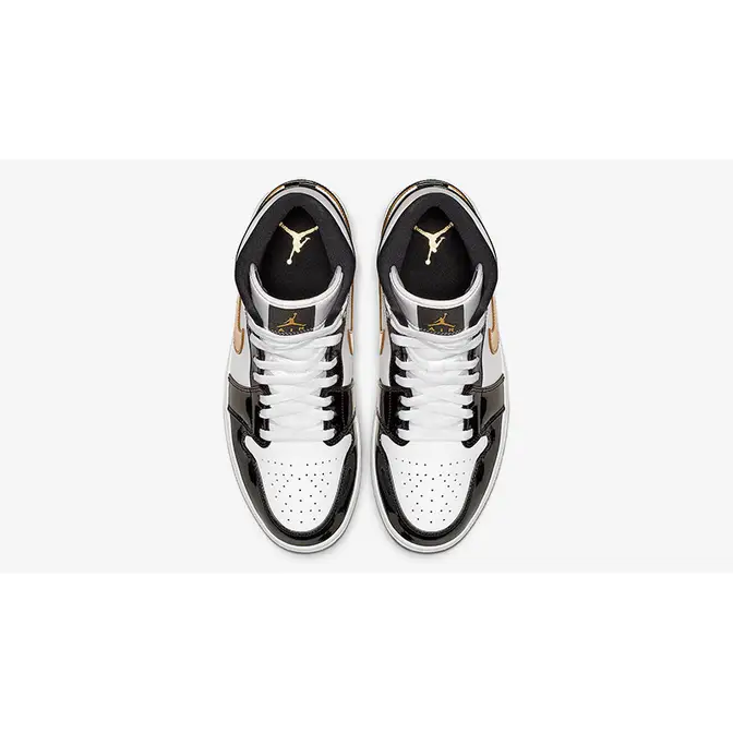 Jordan 1 mid patent black 2024 white gold