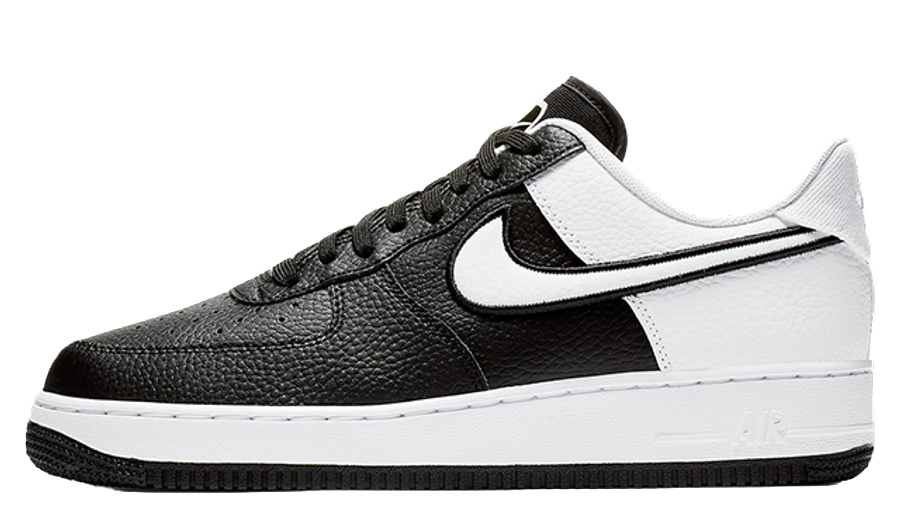nike air force 1 black and white sole