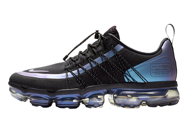 nike running vapormax utility throwback future trainers in black and iridescent