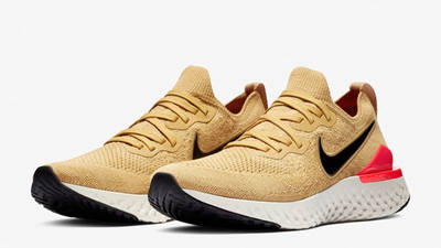 epic react flyknit brown black orange  and  blue