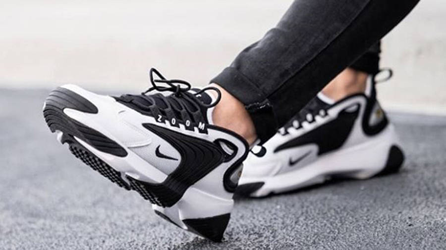 nike zoom 2k sneakers in white and black