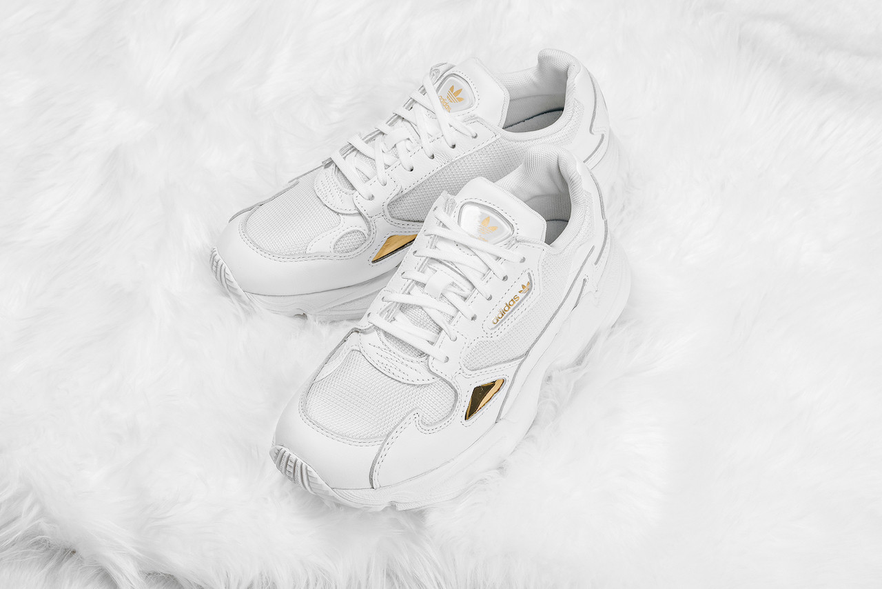 adidas falcon metallic gold white