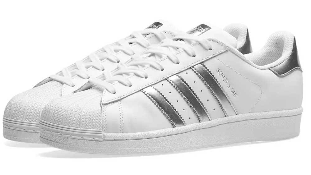 Silver Metallic Adidas Superstar Silver Front ADIDAS ORIGINALS