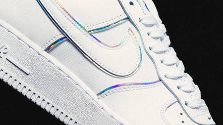 Nike's Triple White Air Force 1 Is Outlined In Shimmering Iridescent Piping