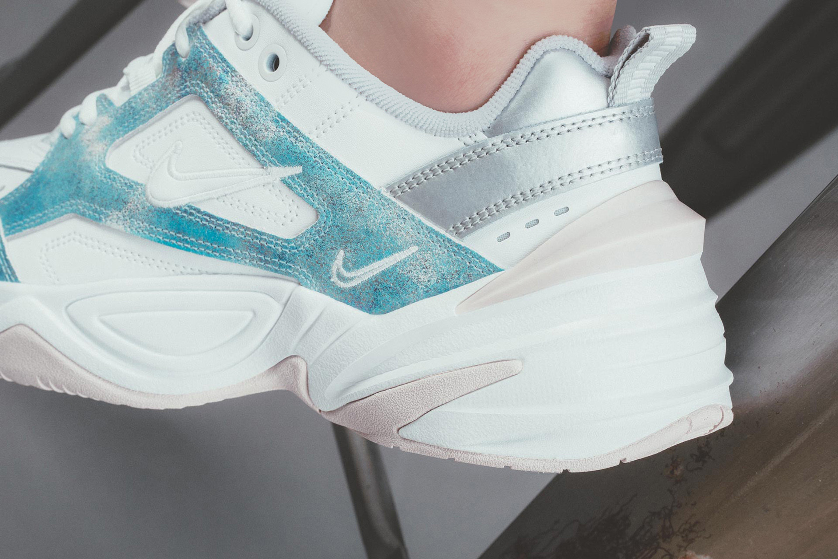 nike m2k tekno blue pink silver