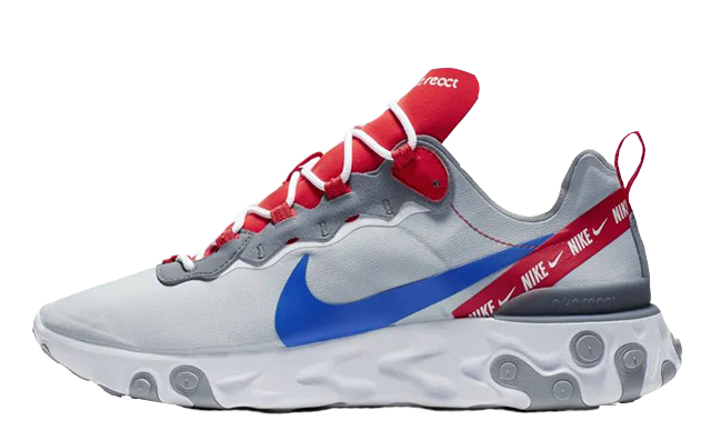 grey and red nike react