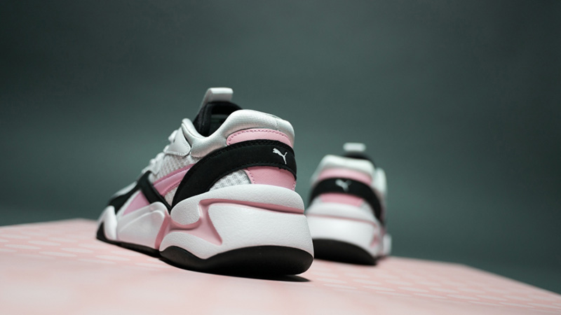 Puma nova 9's block hot sale white and pink trainers