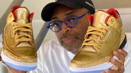 Spike Lee Rocked The Air Jordan 3 'Tinker' In Gold At The Oscars
