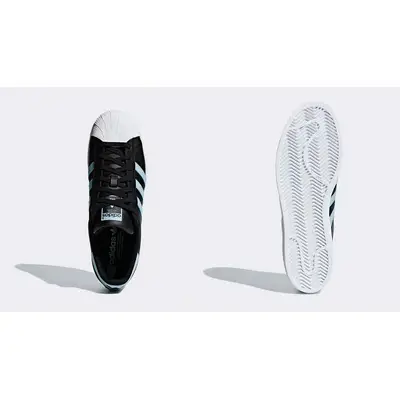 superstar black with blue stripes