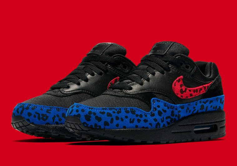 nike air max 1 leopard red blue