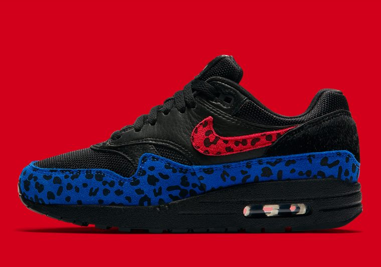 nike air max 1 leopard red blue