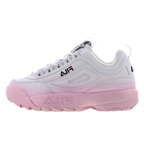 new arrival fila disruptor thick bottom summer beach sandals white for sale Pink Spray Paint