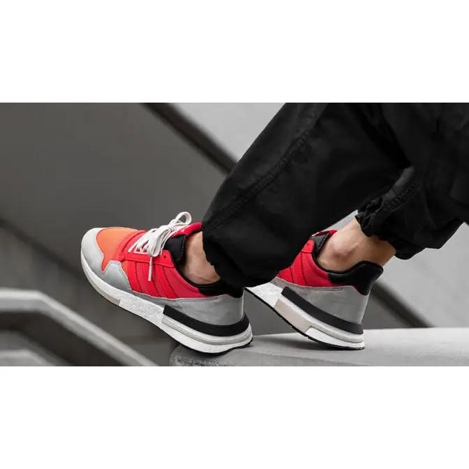 Adidas zx 500 grey on sale red