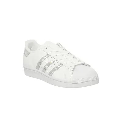 Adidas superstar gs trainers white silver holographic best sale