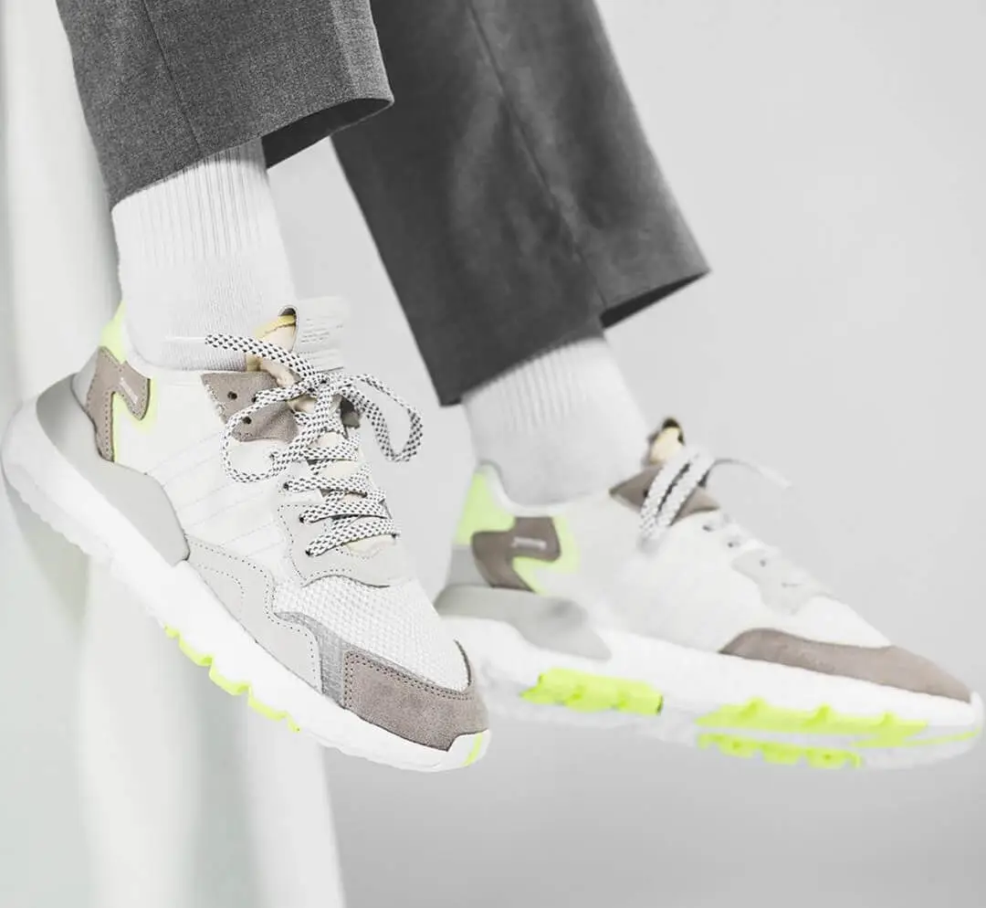 Adidas originals off white and yellow nite jogger hot sale trainers