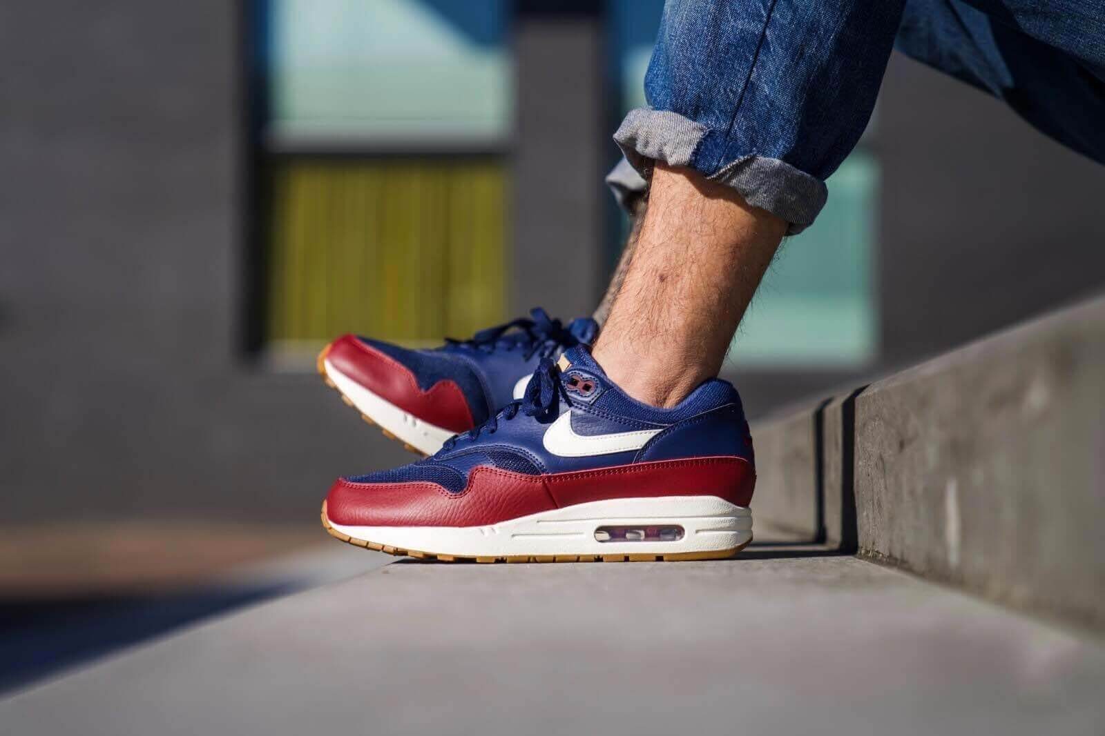 nike air max 1 navy blue red