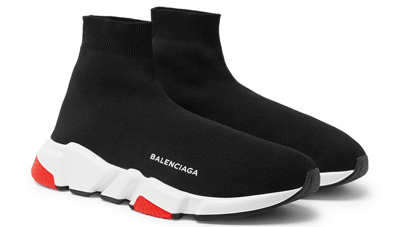 Balenciage Speed Sock Stretch-Knit Black White