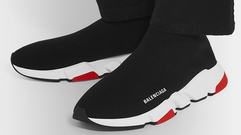 Balenciage Speed Sock Stretch-Knit Black White