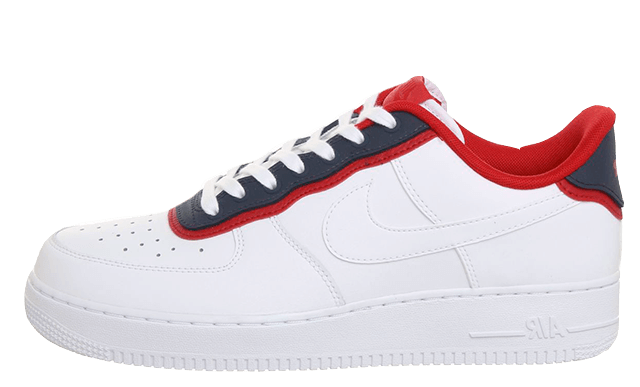 air force 1 red and blue and white