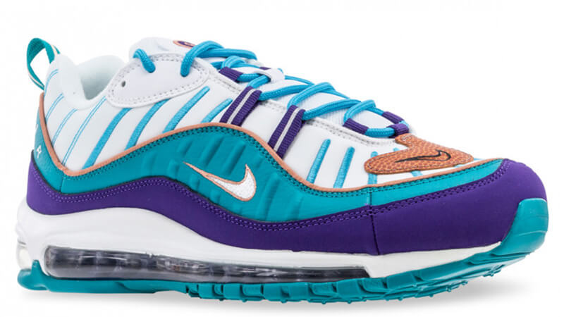 purple and teal air max 98
