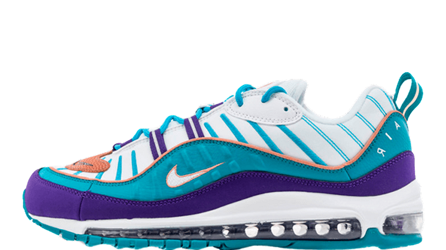 purple and teal air max 98