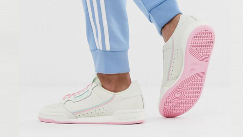 Adidas Originals Continental 80 Trainers In Off White And Pink Top ...
