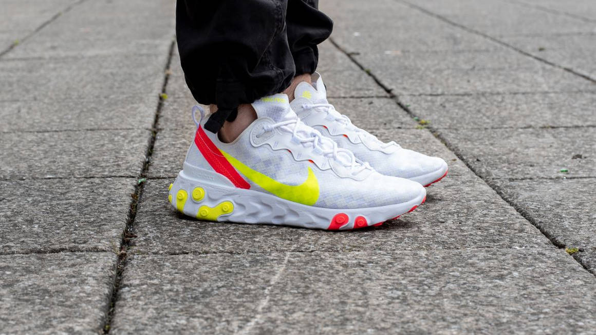 Take 20% Off The NEW Nike React Element 55 'White Volt' | The Sole Supplier