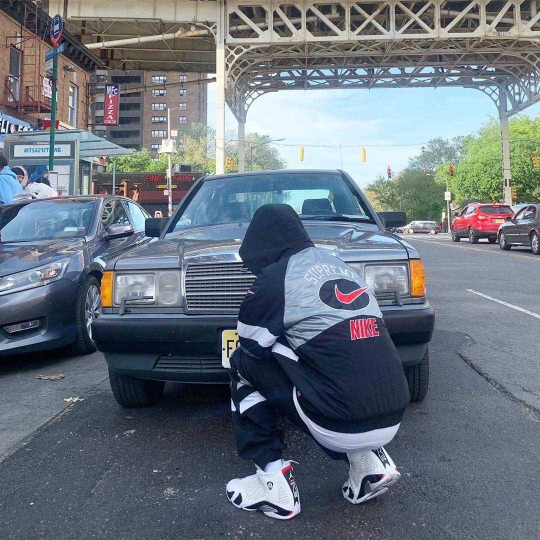 supreme jordan 14 on feet