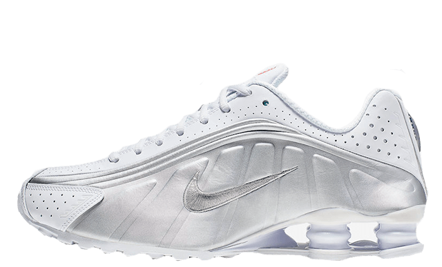 white and silver shox