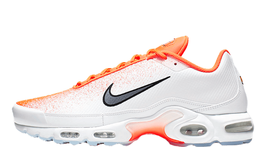 white and orange nike tns