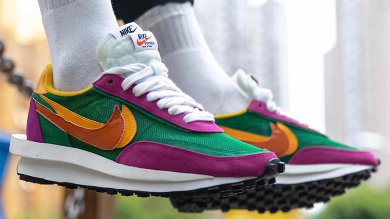 nike sacai green purple