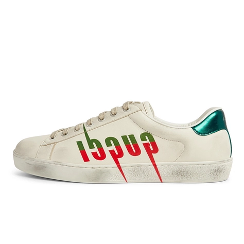 GUCCI Ace Distressed Leather White