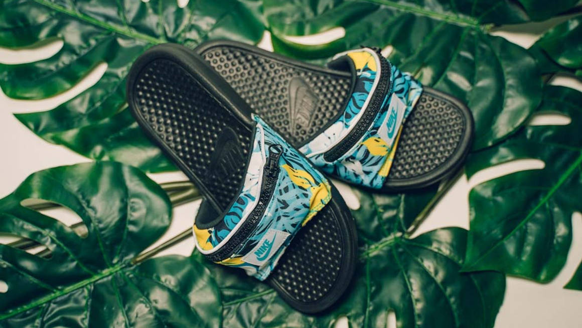 nike benassi slides tropical