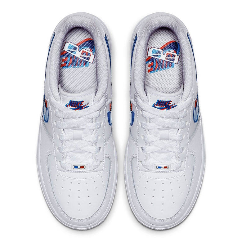 Nike Air Force 1 I Low LV8 KSA GS 3D Glasses White Blue Hero Crimson  BV2551-100 