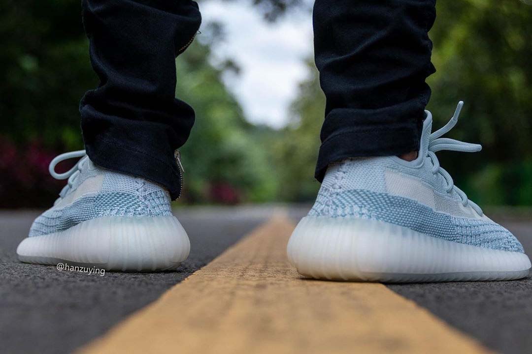 yeezy cloud white on foot